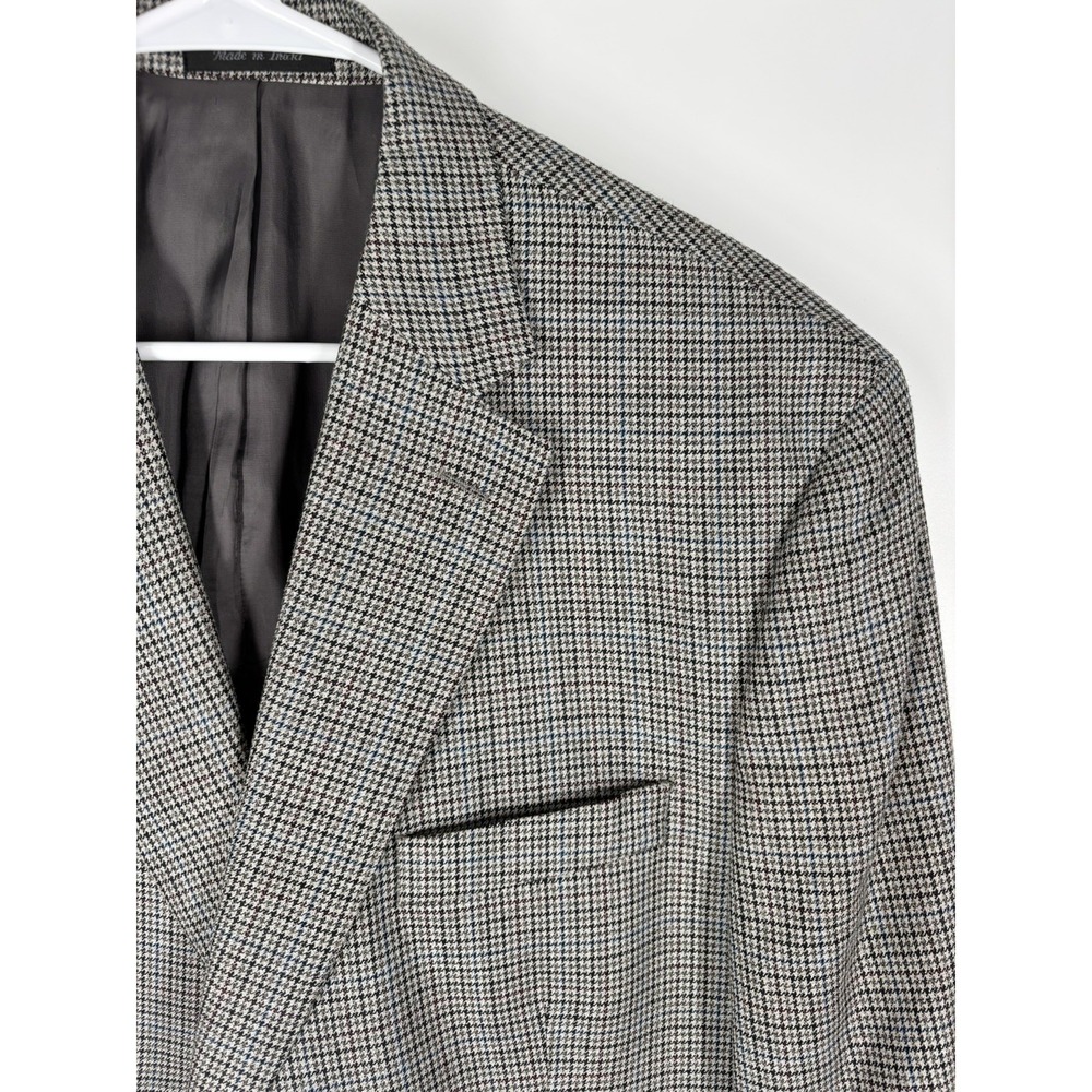 Vintage Lauren Ralph Lauren Mens Silk Wool Houndstooth Blazer 46R Ivy Preppy